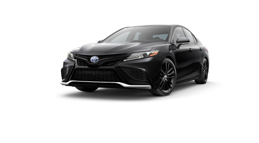 Your 2024 Camry XSE Hybrid
                Vehicle Overview, Midnight Black Metallic exterior, front view