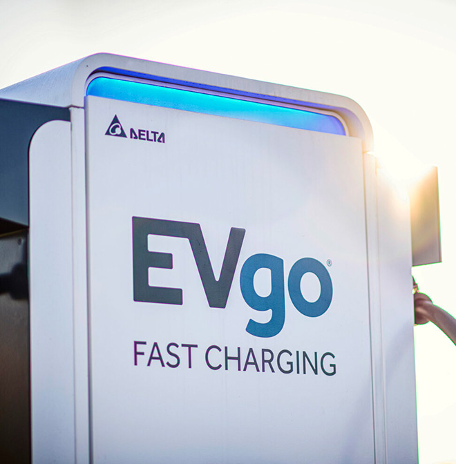 Closeup picture of a fast charging station